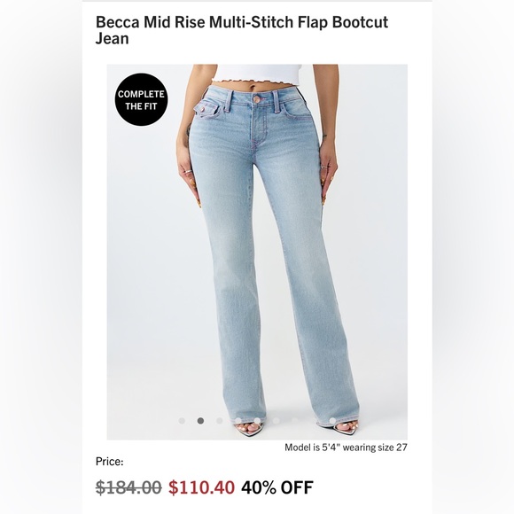 NWT True Religion Becca mid rise bootcut jeans - Picture 8 of 12